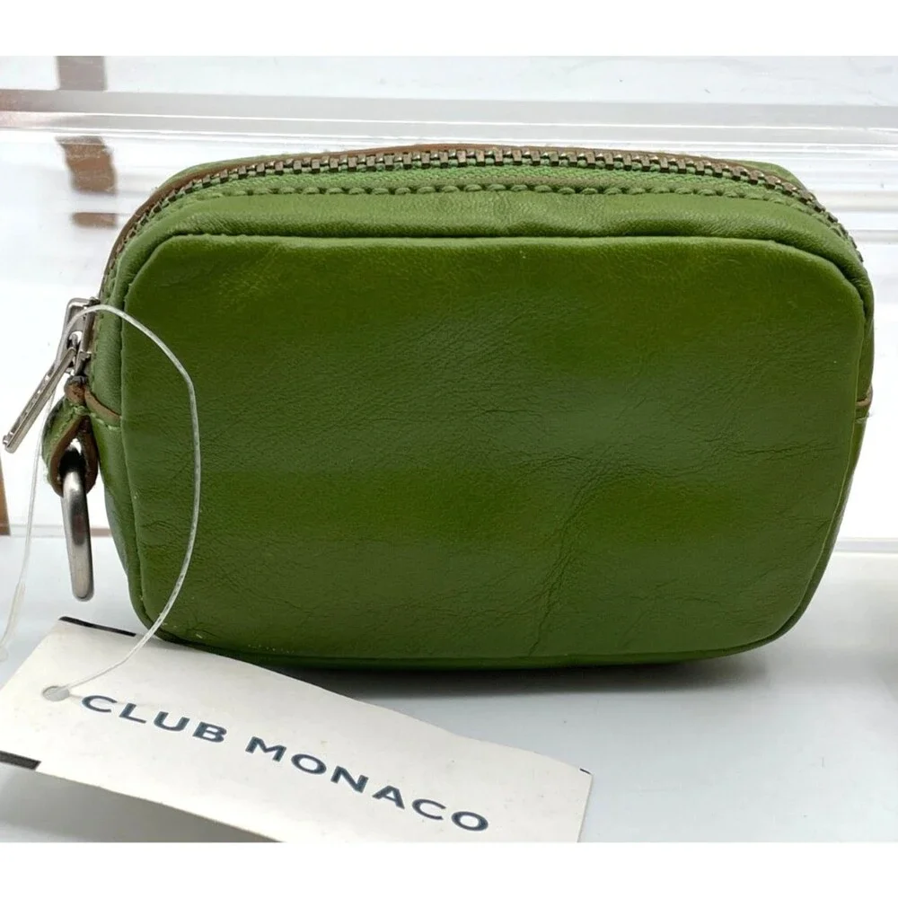 NEW Club Monaco Leather Small Pouch Coin Purse, Yellow OR Green